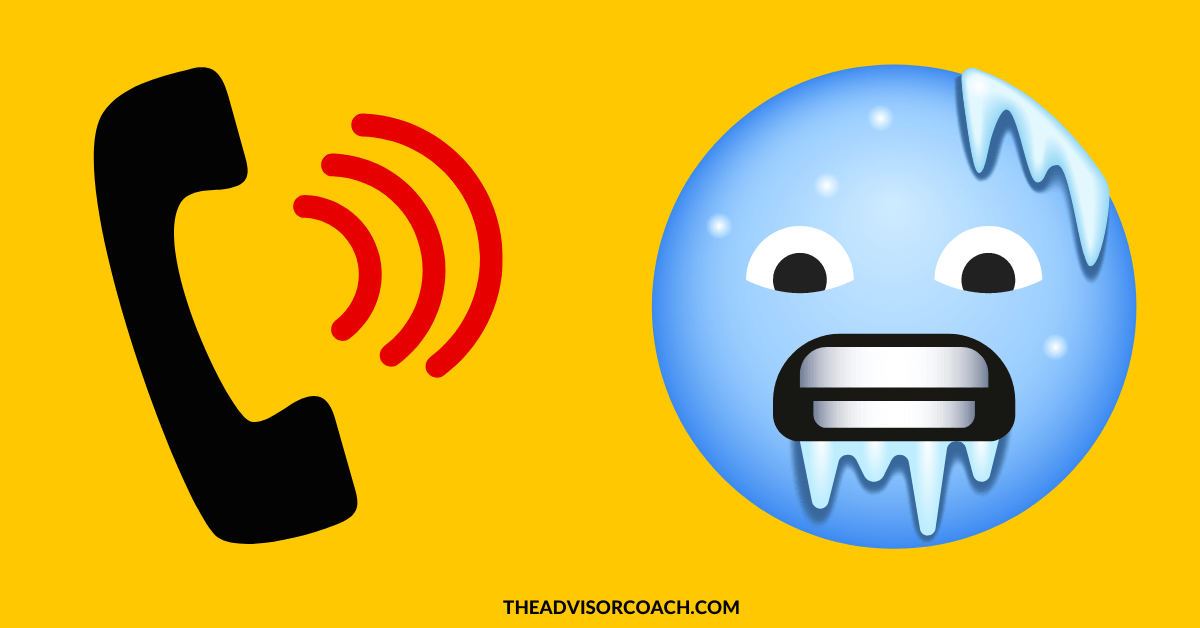 Phone and cold emoji to represent cold calls as a financial advisor prospecting strategy