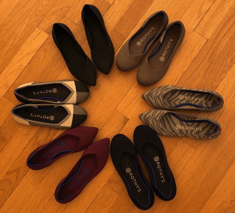 A circle of Rothy's shoes because this is a Rothy's review