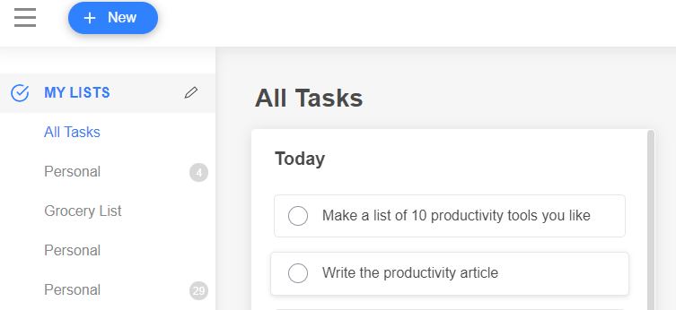 Screenshot of my to-do list app, which is what I recommend to financial advisors who want to become more productive