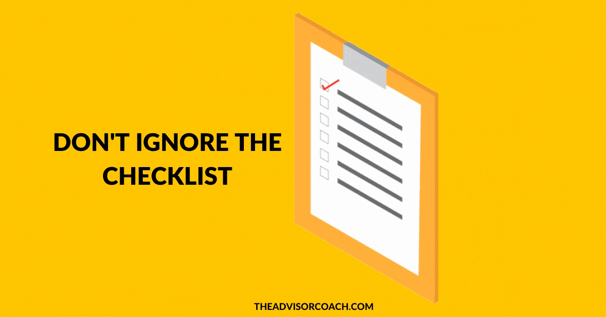 A checklist, which is an essential part of the client on boarding process