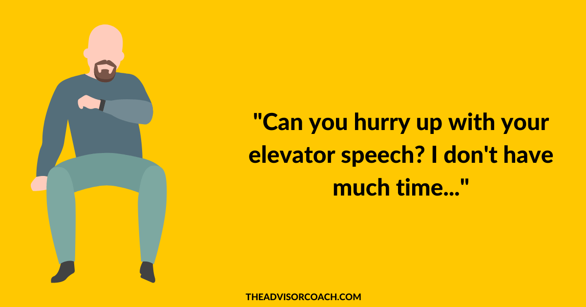 Man waiting for a financial advisor's elevator speech