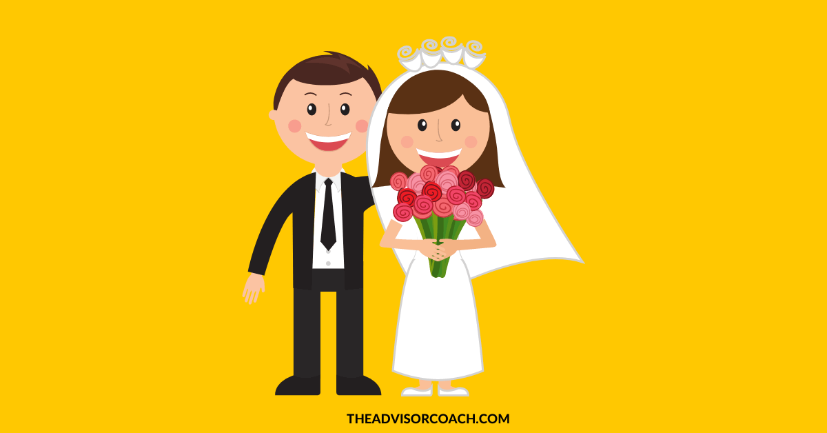 Bride and groom - life transitions is a great niche for financial advisors