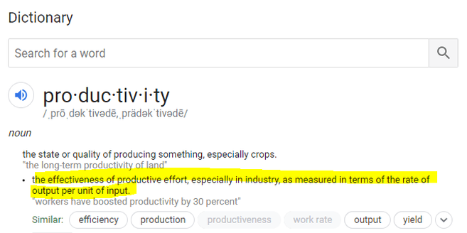 The definition of productivity, which can help financial advisors build a lifestyle practice