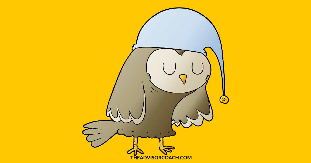 Owl practicing good sleep hygiene